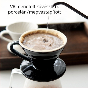Porcelán V60 szűrős kávécsésze, menetességű, két személyre, kézzel készített kávé
