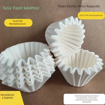 Bögrés formájú kávéfilter papír kézi főzéshez, vastagított és maradékmentes, univerzális szűrőpapír kávéfőzőkhöz, fa cellulózból