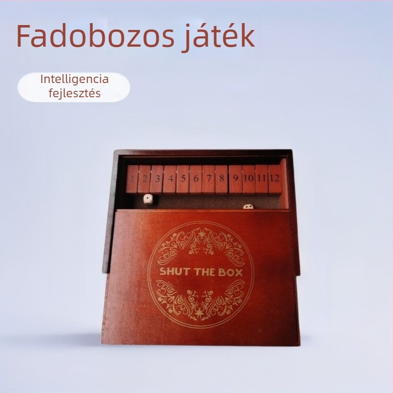 Fából készült számkártyás flip játék családnak – oktató puzzle gyerekeknek és felnőtteknek, ivójáték
