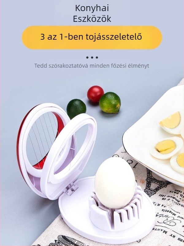 3 az 1-ben tojásvágó és szeletelő – multifunkcionális konyhai eszköz