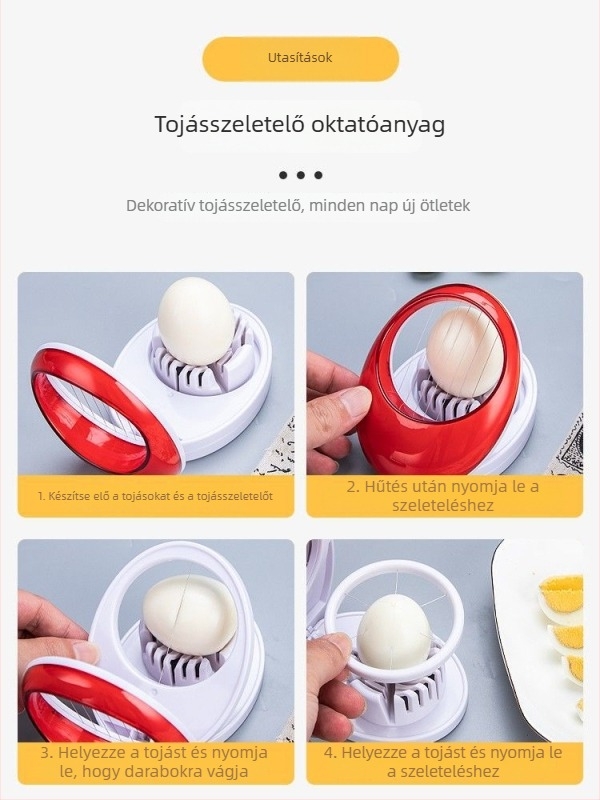 3 az 1-ben tojásvágó és szeletelő – multifunkcionális konyhai eszköz