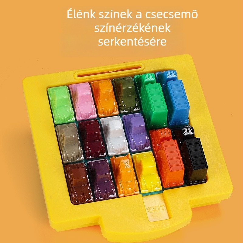 Huarong Dao mozgó puzzle gyerekeknek – logikai és térbeli gondolkodás fejlesztése, asztali játék (műanyag játék)