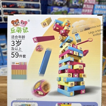 Gyerekeknek készült építőblokkok – Jenga-stílusú toronyépítő játék, szülő-gyermek interaktív, oktató társasjáték gyerekeknek