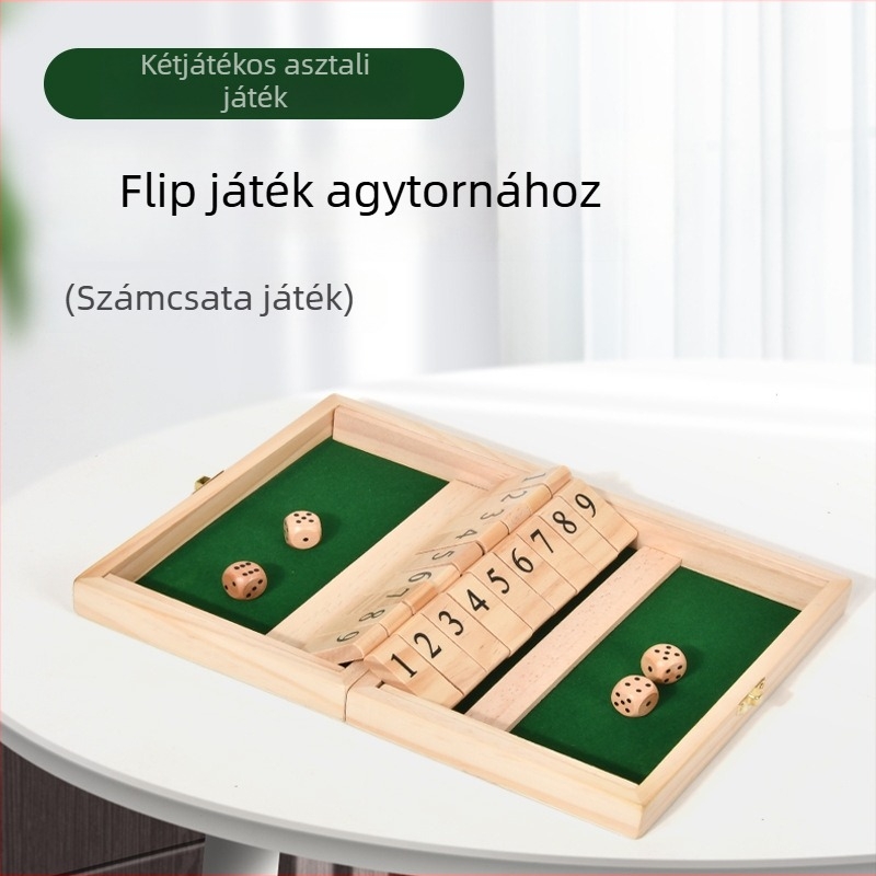 Fából készült flip-táblás társasjáték — interaktív két játékos puzzle gyerekeknek és felnőtteknek
