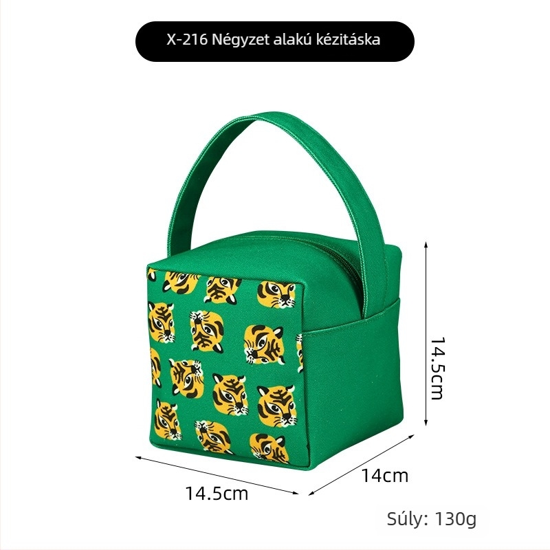 Koreai stílusú, tigris fej motívumos vízálló kozmetikai táska, hordozható fogantyúval, utazáshoz ideális, nagy kapacitású sminktáska.