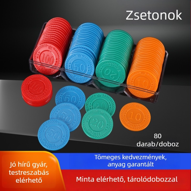 38 mm-es gravírozott Texas Hold'em zsetonok — műanyag zsetonok pokerezéshez, mahjong és társasjátékokhoz