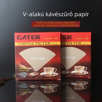 V60 kávé filterpapír kézi készítésű készlet, V01/V02 konusos szűrő, 2–4 csésze, otthoni használat, fa alapanyag