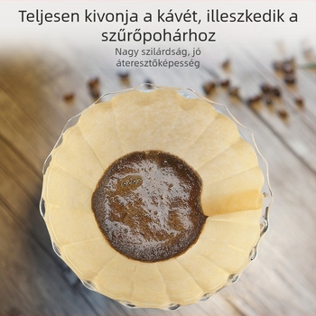 V60 kávé filterpapír kézi készítésű készlet, V01/V02 konusos szűrő, 2–4 csésze, otthoni használat, fa alapanyag