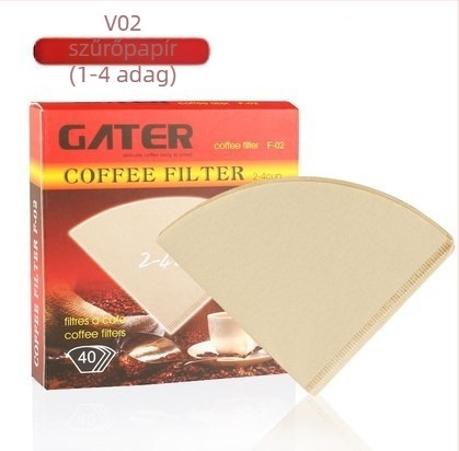 V60 kávé filterpapír kézi készítésű készlet, V01/V02 konusos szűrő, 2–4 csésze, otthoni használat, fa alapanyag