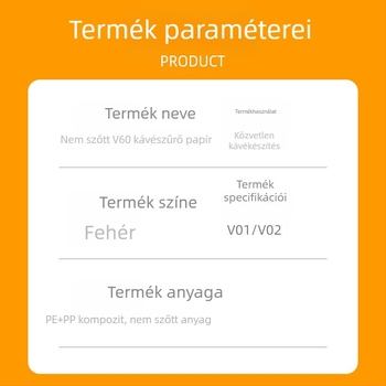 V60 kávéfilter papír, magas sűrűségű nem szőtt anyagból, 100 db, szivárgásmentes és áttörés elleni védelem, élelmiszer-minőségű kézi főzéshez