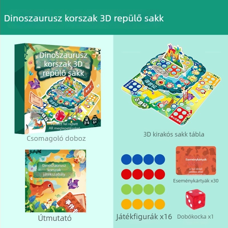 3D repülő sakk: Dinoszaurusz-kor családi társasjáték – fejlesztő és szórakoztató otthonra