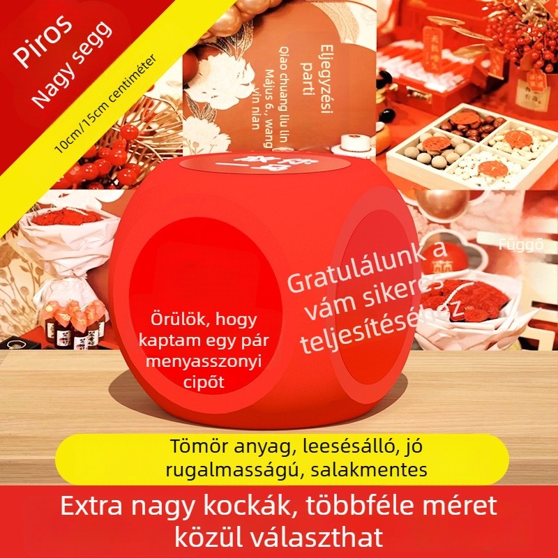 15 cm-es dobókocka esküvői játékokhoz – tréfa kellék a vőlegénynek és a baráti társaságnak