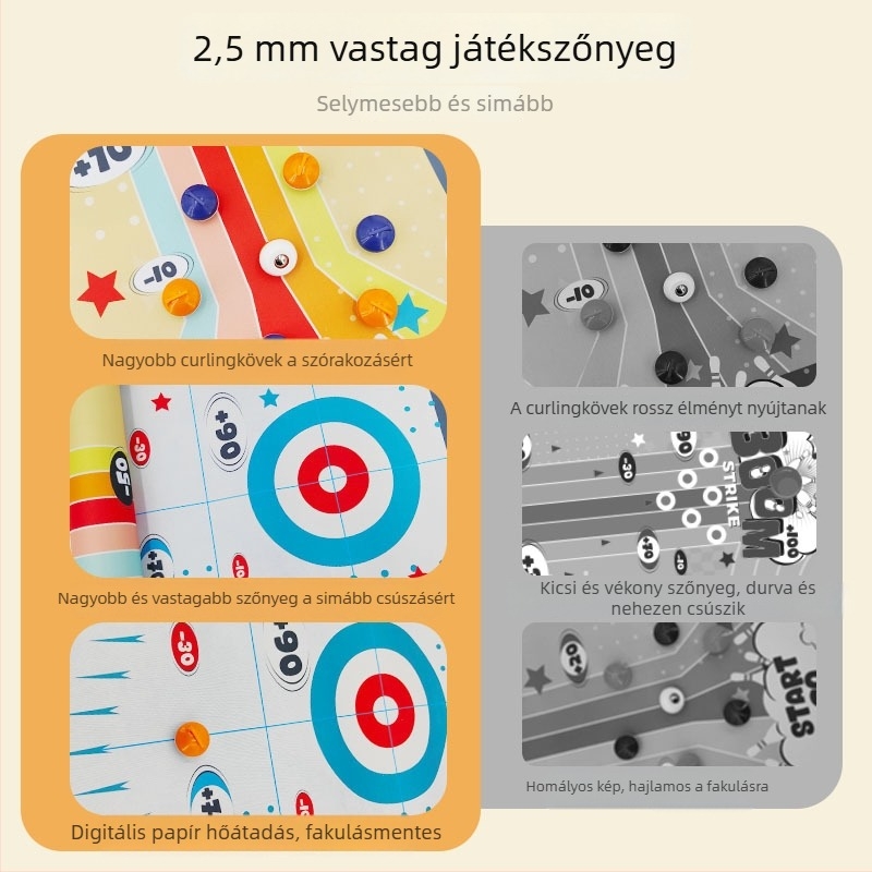Öt az egyben asztali játék: asztali hokijáték, curling és bowling gyerekeknek — oktató, szórakoztató családi játék szülő-gyermek interakcióval