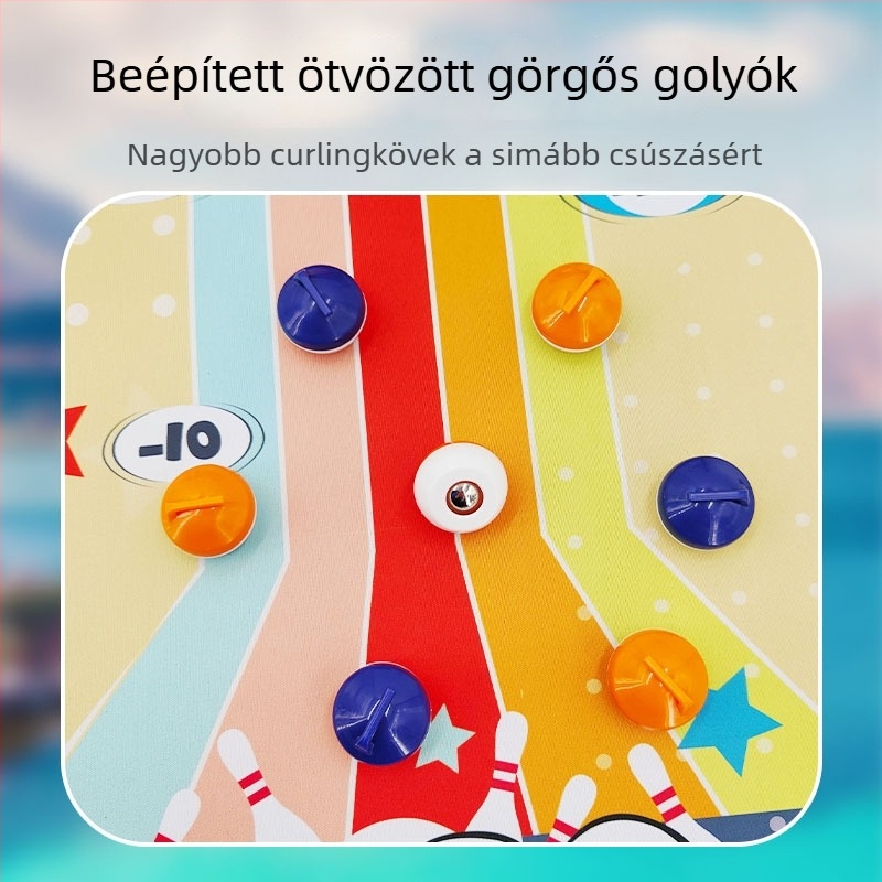 Öt az egyben asztali játék: asztali hokijáték, curling és bowling gyerekeknek — oktató, szórakoztató családi játék szülő-gyermek interakcióval
