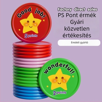 Gyermekek jutalmazó érméinek készlete, műanyag tanulási tokenek, dobókockák és digitális Mahjong
