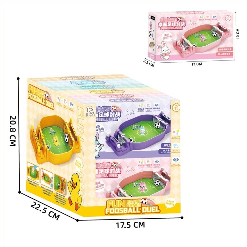 Karikatúra-stílusú asztali futballcsata két játékos számára, szülő-gyermek interaktív oktató játék