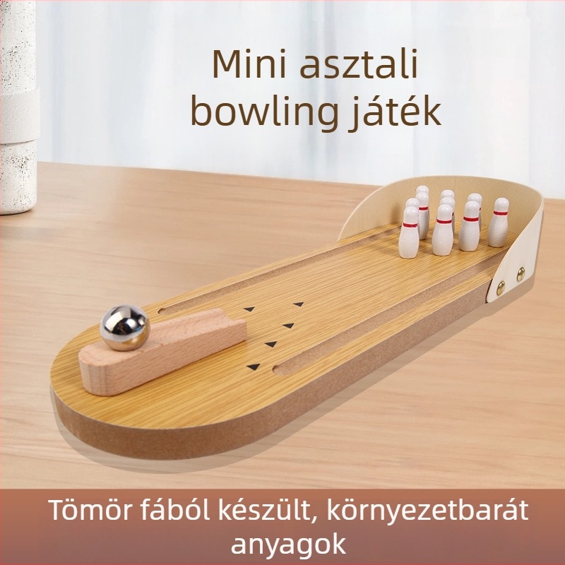 Személyre szabott fa mini asztali bowling játék, asztali játék, oktatási játék, szülő-gyermek interakció, képekkel és címkékkel