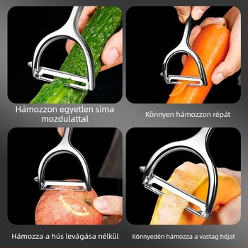 Rozsdamentes acélból készült gyümölcs- és zöldséghámozó, multifunkcionális