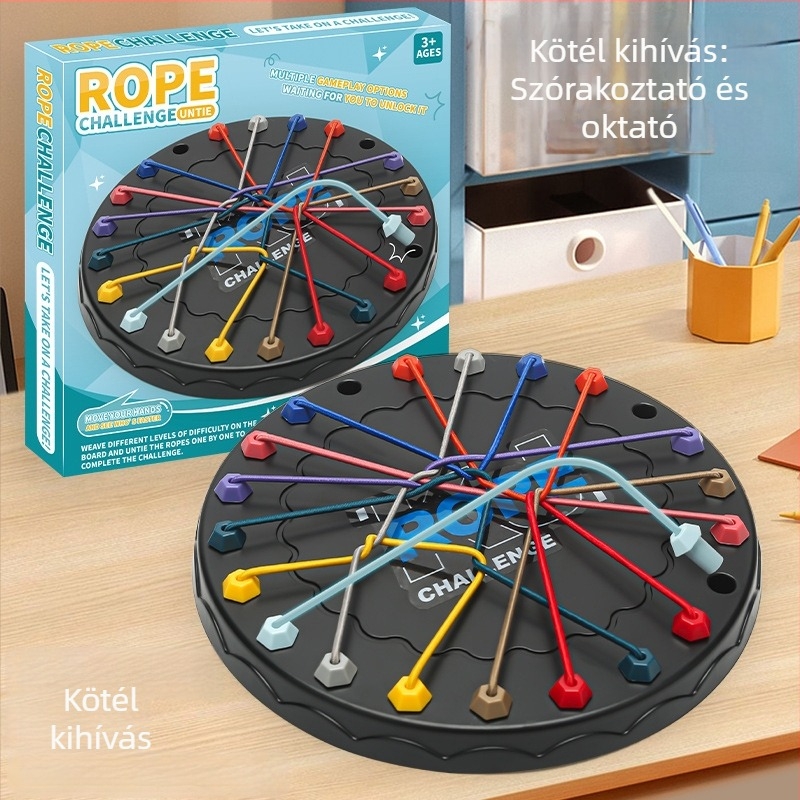 Gyerekeknek szóló kötél-puzzle társasjáték: interaktív szülő-gyermek logikai kihívás