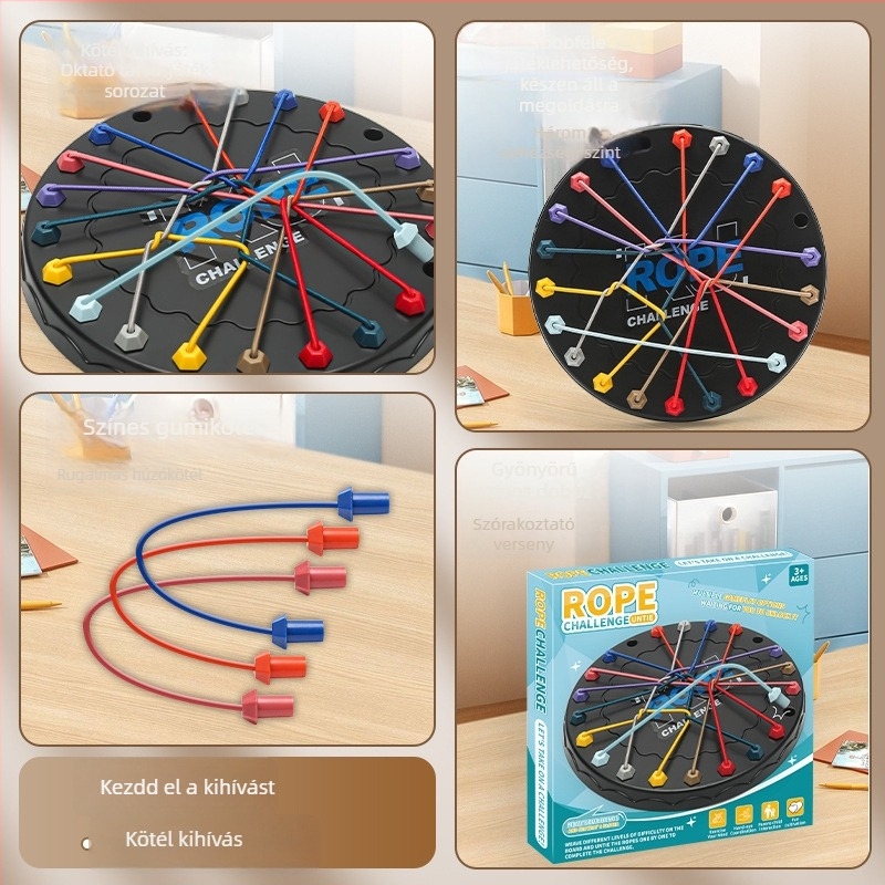 Gyerekeknek szóló kötél-puzzle társasjáték: interaktív szülő-gyermek logikai kihívás