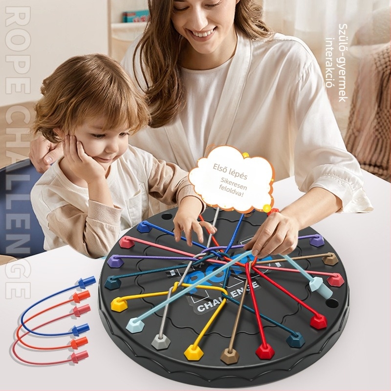 Gyerekeknek szóló kötél-puzzle társasjáték: interaktív szülő-gyermek logikai kihívás
