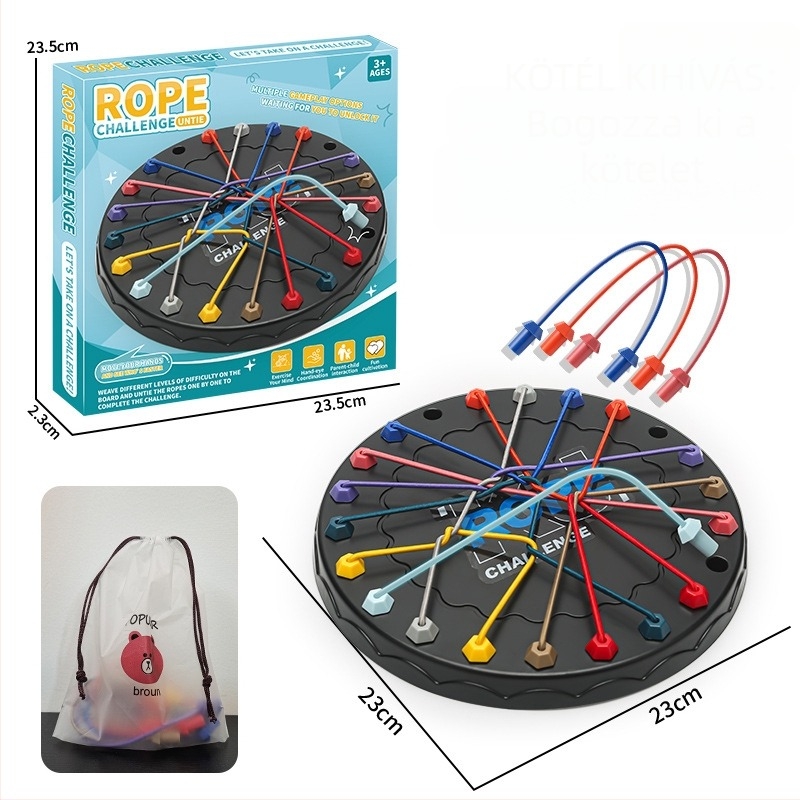 Gyerekeknek szóló kötél-puzzle társasjáték: interaktív szülő-gyermek logikai kihívás