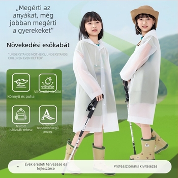 Gyermek EVA esőkabát, hosszú, vastag poncsó túrázáshoz, újrahasználható, hordozható