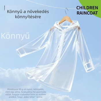 Gyermek EVA esőkabát, hosszú, vastag poncsó túrázáshoz, újrahasználható, hordozható