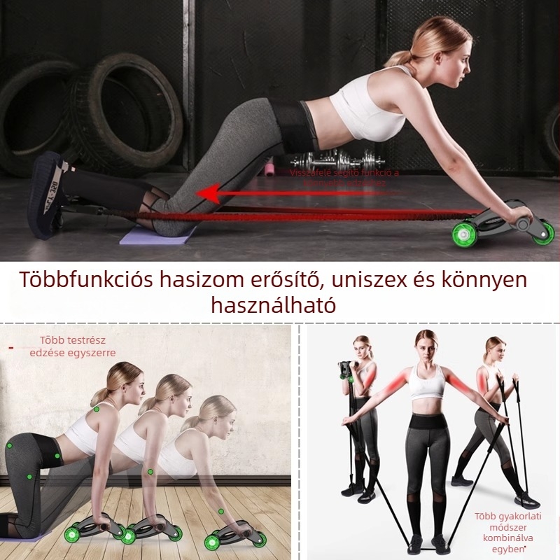 Négykerekű hasizom görgő otthoni edzéshez, férfiaknak és nőknek, kezdőknek edzőfelszerelés