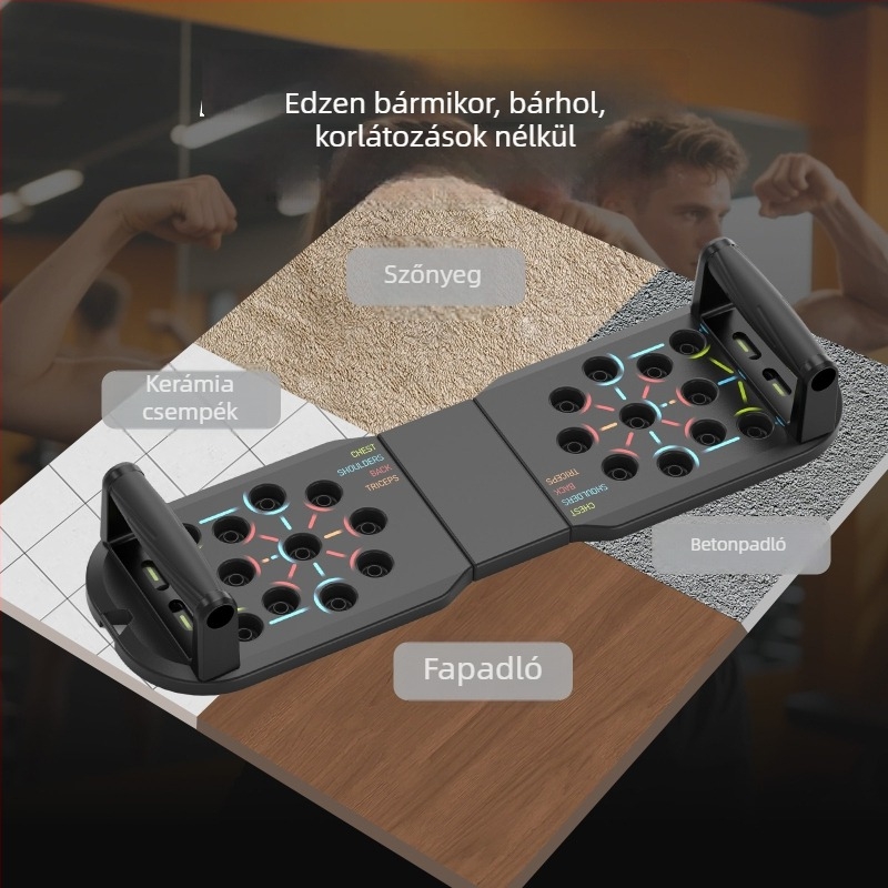 Összecsukható, többfunkciós fekvőtámasz tábla otthoni edzéshez – mellkas és has edző