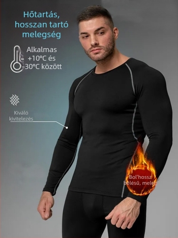 Téli sportszett fleece-béléssel, meleg, uniszex, nagy méret, alapréteg