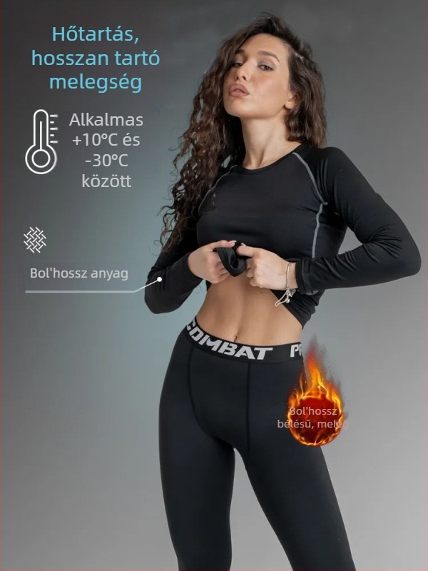 Téli sportszett fleece-béléssel, meleg, uniszex, nagy méret, alapréteg