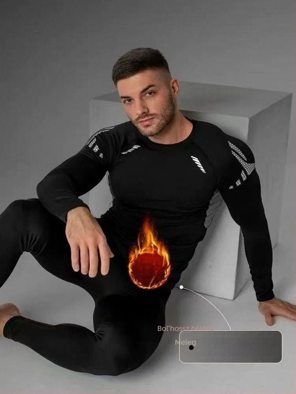 Téli sportszett fleece-béléssel, meleg, uniszex, nagy méret, alapréteg