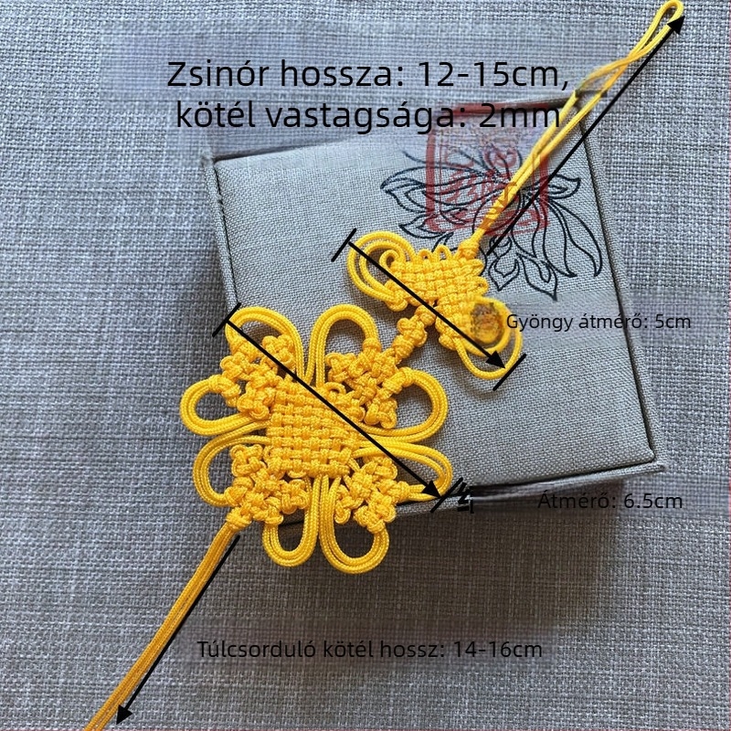 Kézzel készített finom szövésű lótuszcsomó dekoratív medál retro stílusban
