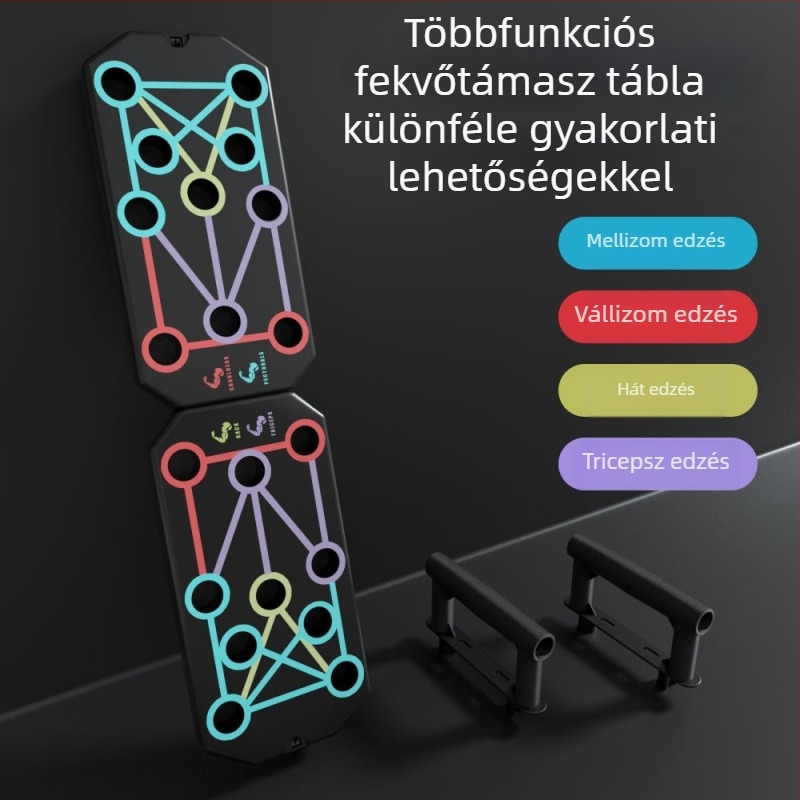 Hordozható többfunkciós fekvőtámasz edződeszka, otthoni használatra — mellkas- és hasizom-edzésre