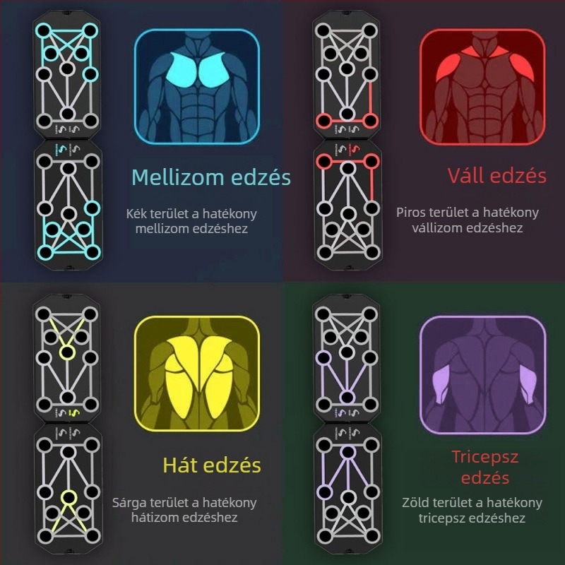 Hordozható többfunkciós fekvőtámasz edződeszka, otthoni használatra — mellkas- és hasizom-edzésre