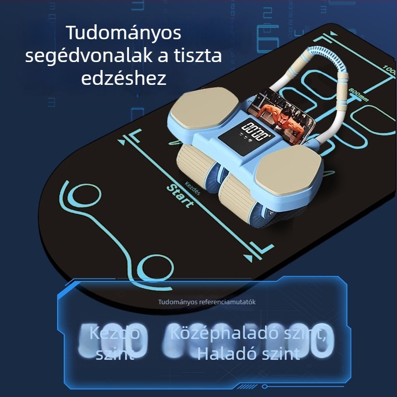 Hasizom görgő négy kerékkel és hat könyökkel, otthoni használatra – automatikus visszapattanás, hasizom-edzés