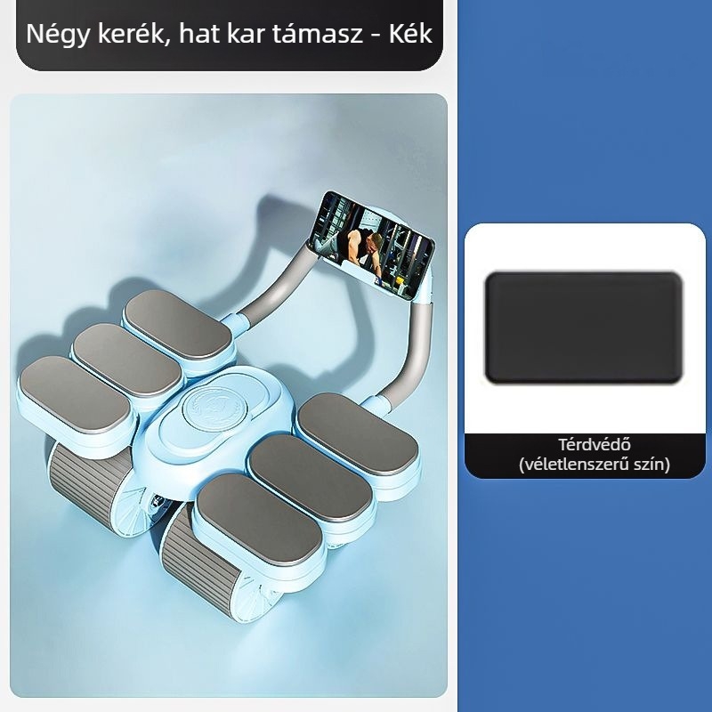 Hasizom görgő négy kerékkel és hat könyökkel, otthoni használatra – automatikus visszapattanás, hasizom-edzés
