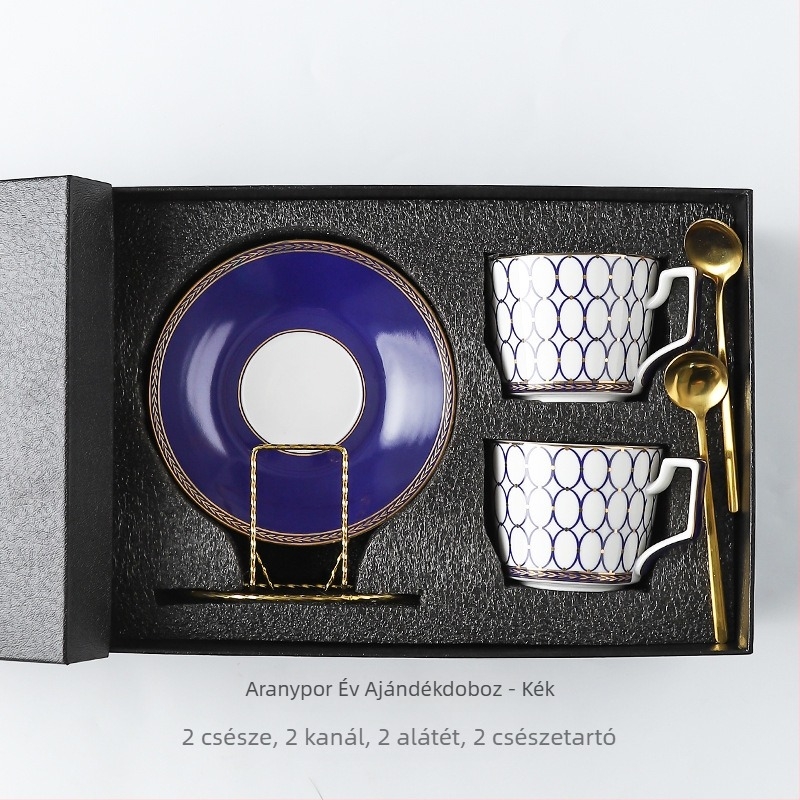 Kávé- és teáskészlet cappuccinohoz és délutáni teához luxus ajándékdoboztban, európai stílusú kerámia