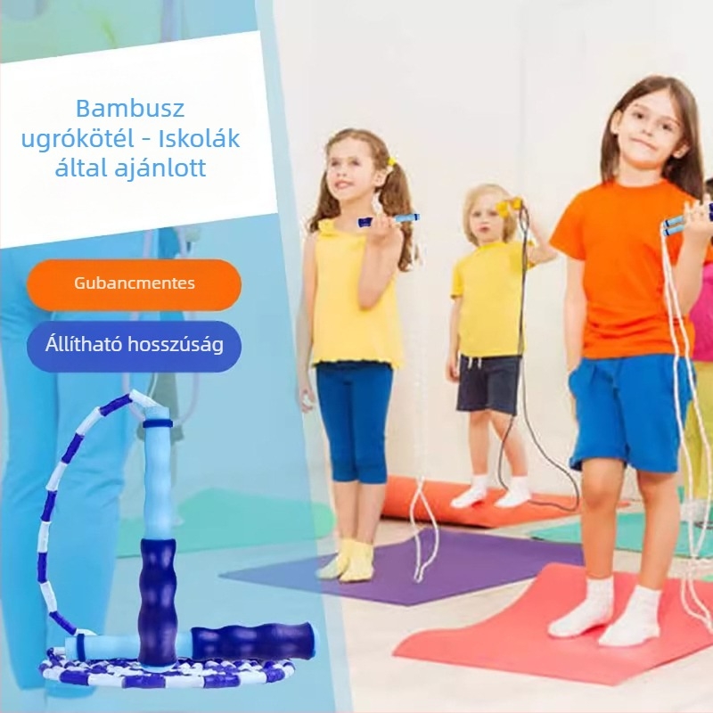 Gyerek ugrókötél óvodai kezdőknek, állítható bambusz ugrókötél általános iskolások számára, profi gyerekeknek
