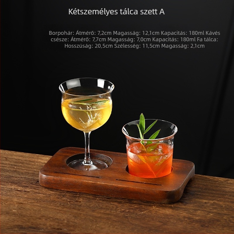Kerámia kávéscsésze készlet lyukas fa tálcával, hideg áztatáshoz és lattehoz, retro stílus