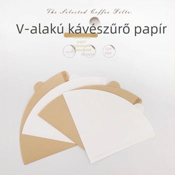 V02 kónikus kávéfilter papír kézi csepegtetéshez, kávéfilter papír zacskó, 100 db/doboz