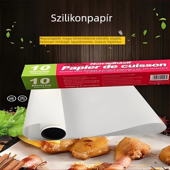 Kétszínű zsírelnyelő sütőpapír élelmiszer-szilikon bevonattal, légkeveréses sütéshez, kereskedelmi használatra