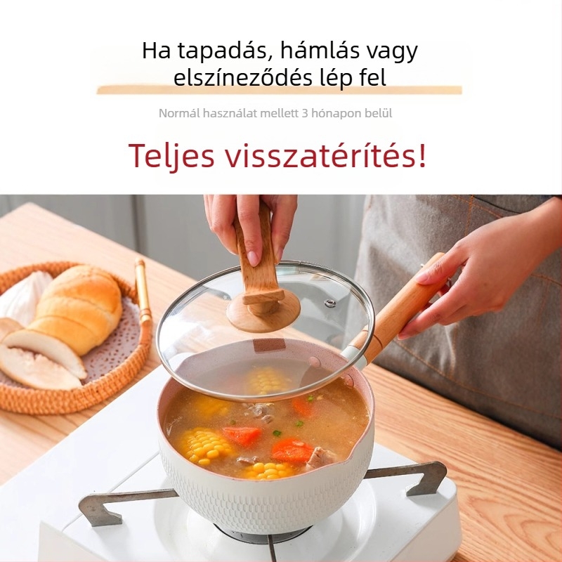 Nem tapadó, kis teflon fazék egy személyre, tészta- és levesfőzésre, gáztűzhelyhez
