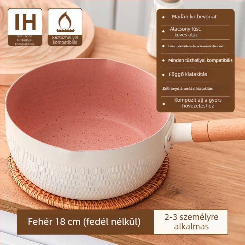 Nem tapadó, kis teflon fazék egy személyre, tészta- és levesfőzésre, gáztűzhelyhez