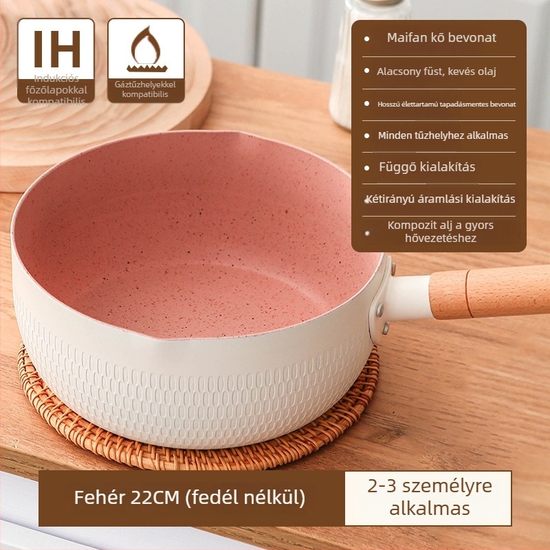 Nem tapadó, kis teflon fazék egy személyre, tészta- és levesfőzésre, gáztűzhelyhez