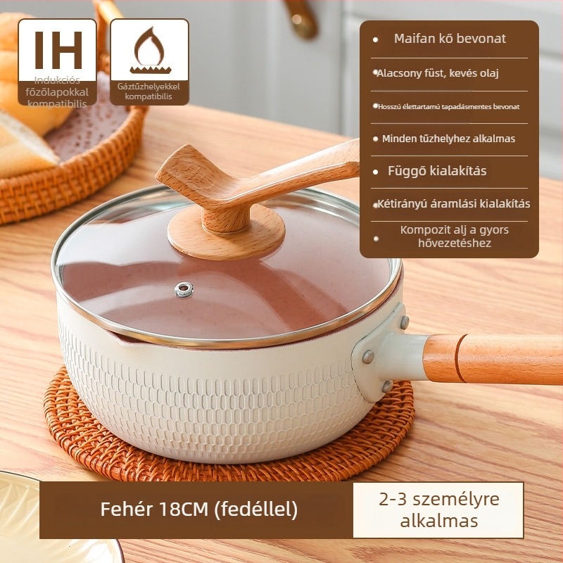 Nem tapadó, kis teflon fazék egy személyre, tészta- és levesfőzésre, gáztűzhelyhez
