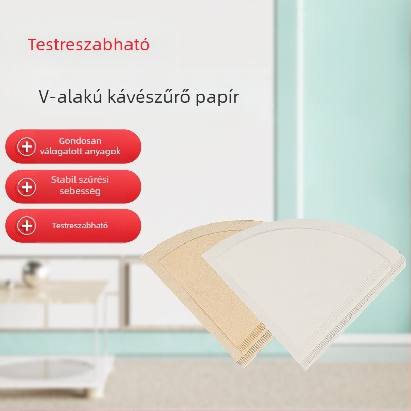 51 g kávéfilterpapír, V-alakú, kézi készítéshez, V60-02, 100 darab, 1–4 adaghoz