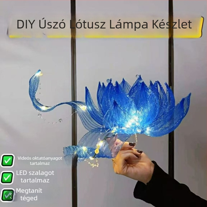 DIY függő lotus lámpa készlet – ősi stílusú, hordozható világító lámpa, kézműves Hanfu fotó kellék