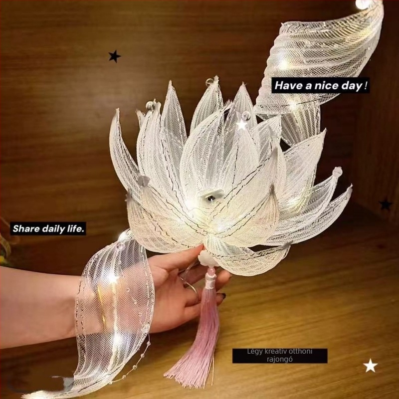 DIY függő lotus lámpa készlet – ősi stílusú, hordozható világító lámpa, kézműves Hanfu fotó kellék